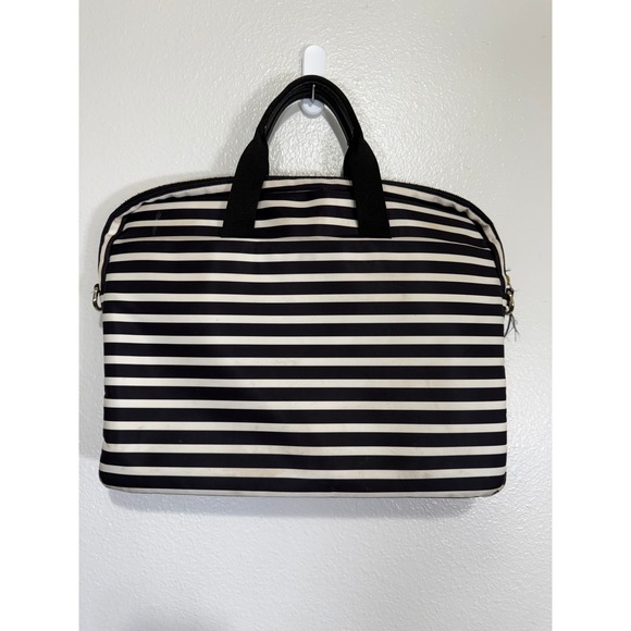 Kate Spade New York Accessories - Kate Spade New York Laptop Bag Black White Stripe Zippered Carry Case